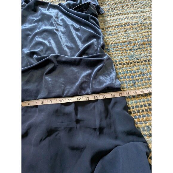 NWT Alexa B Nites 16W Sleeveless Ruched Neck Blue Evening Gown Velvet Chiffon - Picture 6 of 8